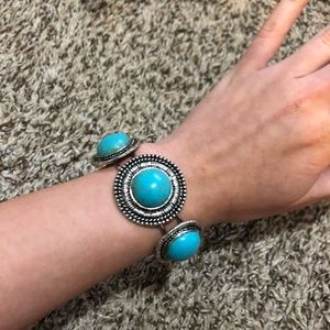 Turquoise and silver cuff
